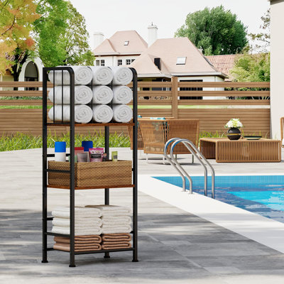Towel Rack Free Standing 3-Tier M-Shaped Detachable Dividers, Durable Metal Towel Holder For Bathroom, Pool Towel Rack, Space-Saving Towel Storage Organizer