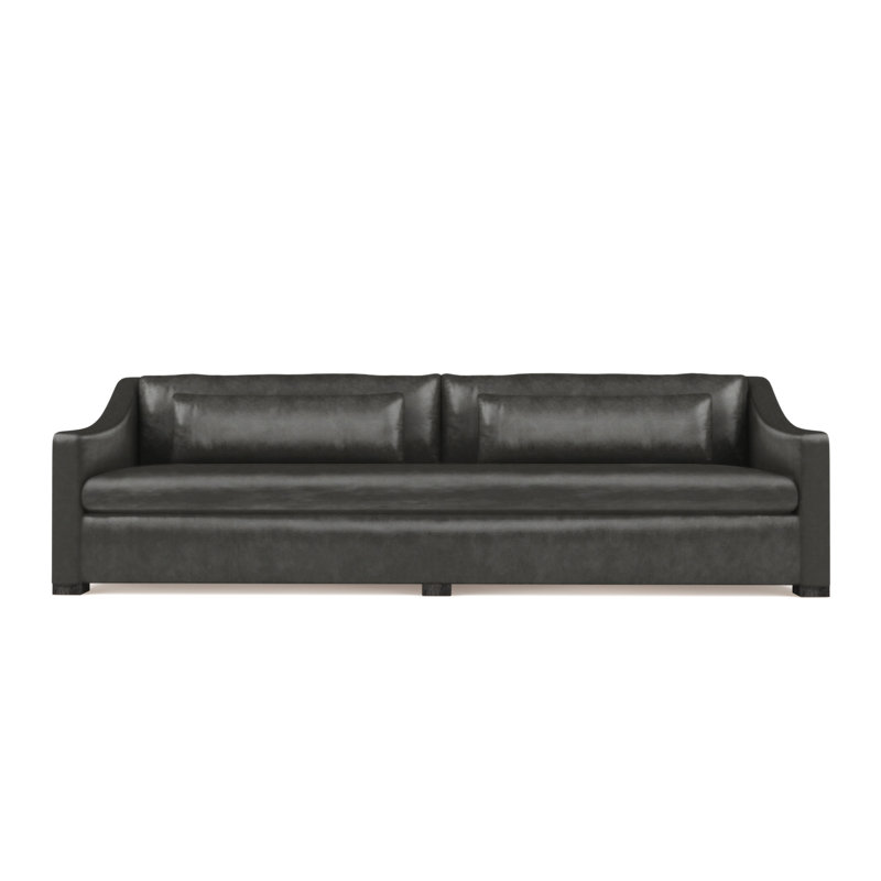 Crosby Slope Arm Sofa, Box Weave Linen Alabaster, 32.5" H x 108" W x 43" D, Ebony