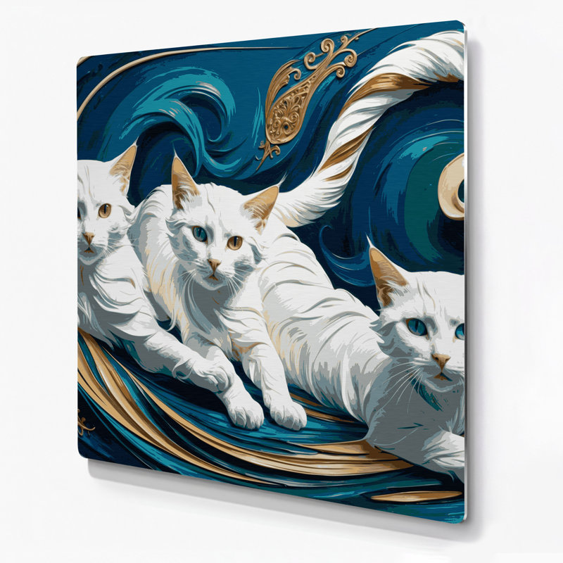 Cats Turkish Van Blue, art mural en métal, H 12 po x l 12 po