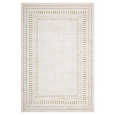 Bordered Machine Washable Area Rug with Non-Slip Backing Non-Slip Living Room Rug Easy-Cleaning Floor Carpet