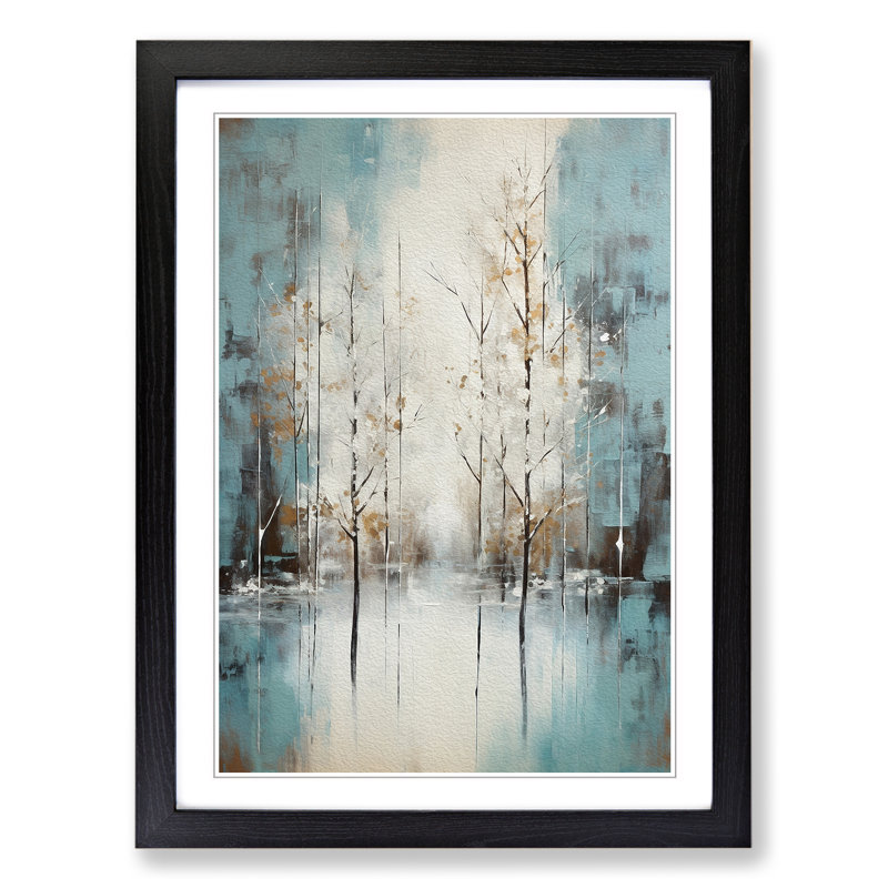 Winter Forest Abstract - Single Picture Frame Print on Wood, Black, 34cm H x 25cm W x 2cm D
