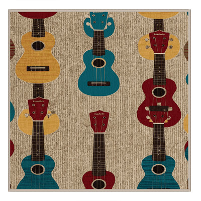 Washable Ukulele Music Area Rug