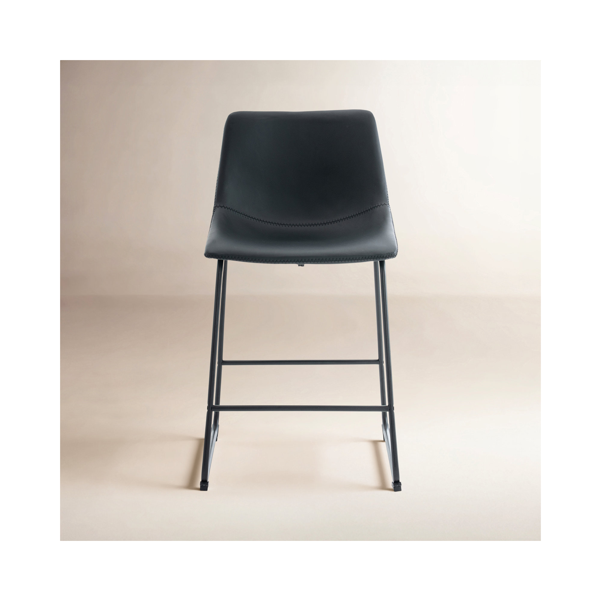 Anke Vegan Leather Armless (Set of 2), Brown, Bar Stool (29" Seat Height)