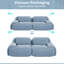 Canapé 2 places de luxe en velours côtelé bleu 82 po avec structure lisse et incurvée antidérapante, rembourrage haute élasticité, modulable pour une installation dans les espaces audiovisuels et les chambres à coucher.