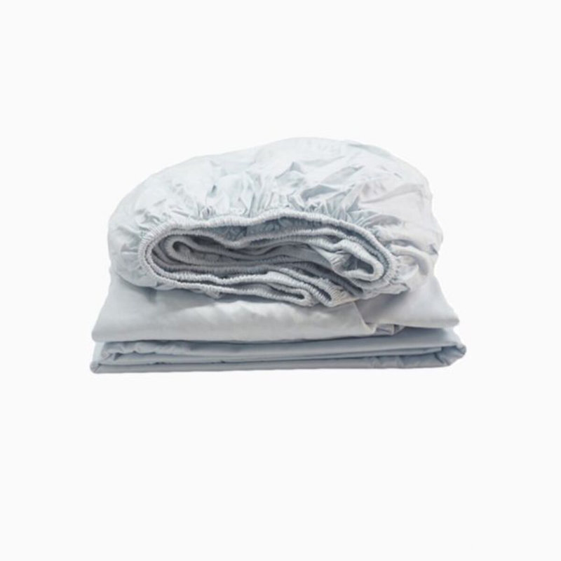 400TC Sateen Solid Cotton Fitted Sheet Fits Upto 12" Deep Pocket, Full XL Fitted Sheet, Light Blue