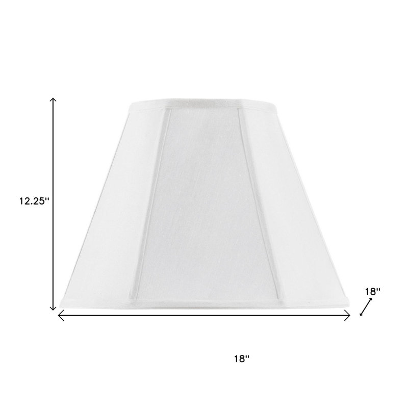 Abat-jour empire blanc en lin passepoilé, 12.25" H x 18.00" W x 18.00" D, White