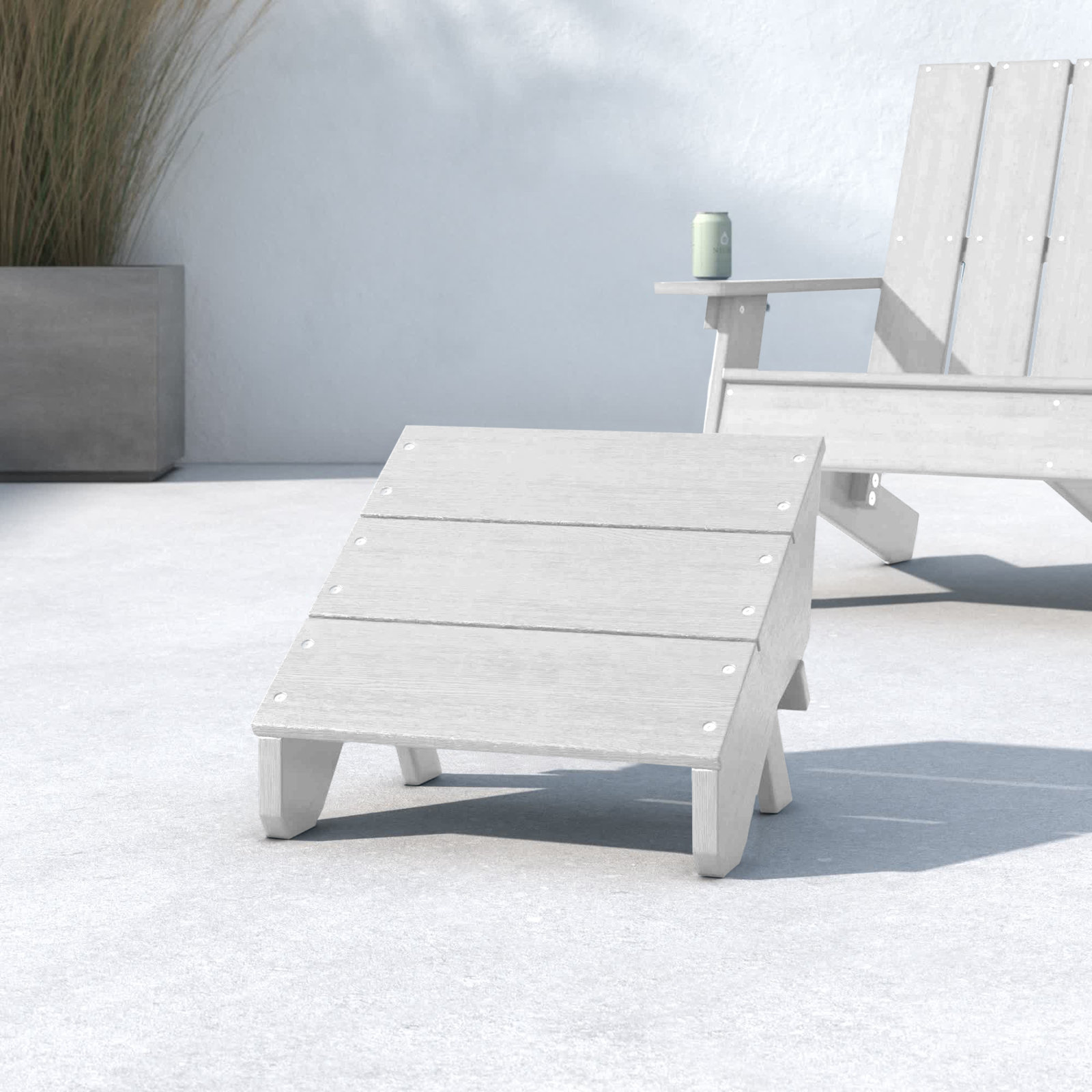Byrnes Outdoor Ottoman, White