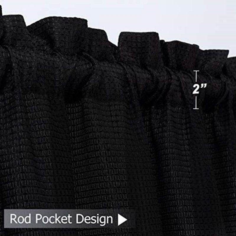 Rideau de café de couleur unie Madelene, L 36 po x L 30 po, Noir