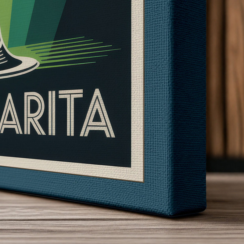 Margarita Poster Art Deco - Wrapped Canvas, 24x16 - 61.0 x 40.6 cm, Teal Border