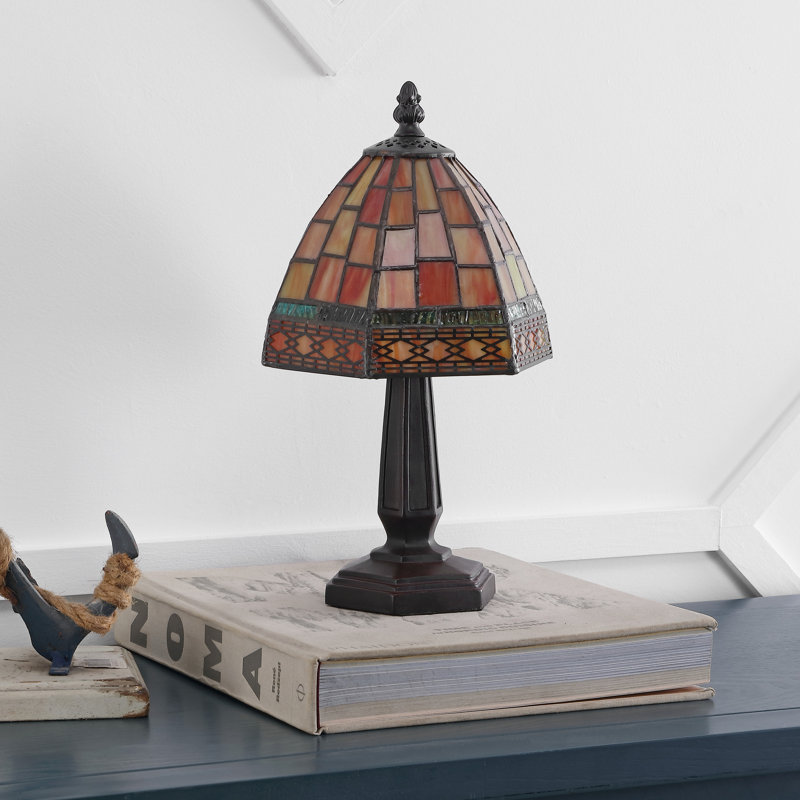 Lampe de table 12" ligon tiffany, Rouge / Jaune