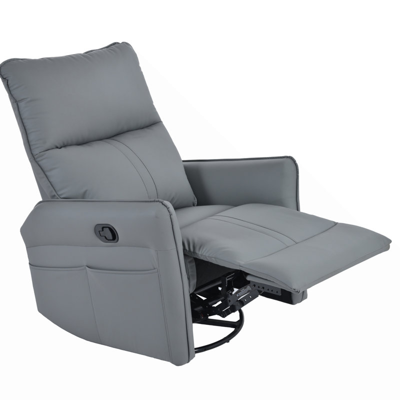 Fauteuil inclinable et pivotant en similicuir Idal, Similicuir gris