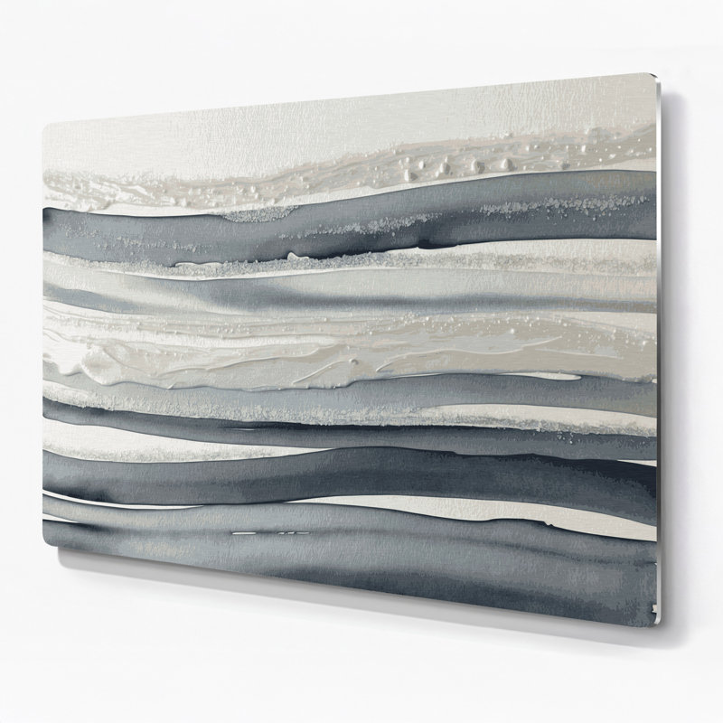 Art mural horizontal gris rayé gris ardoise, H 11 po x l 14 po