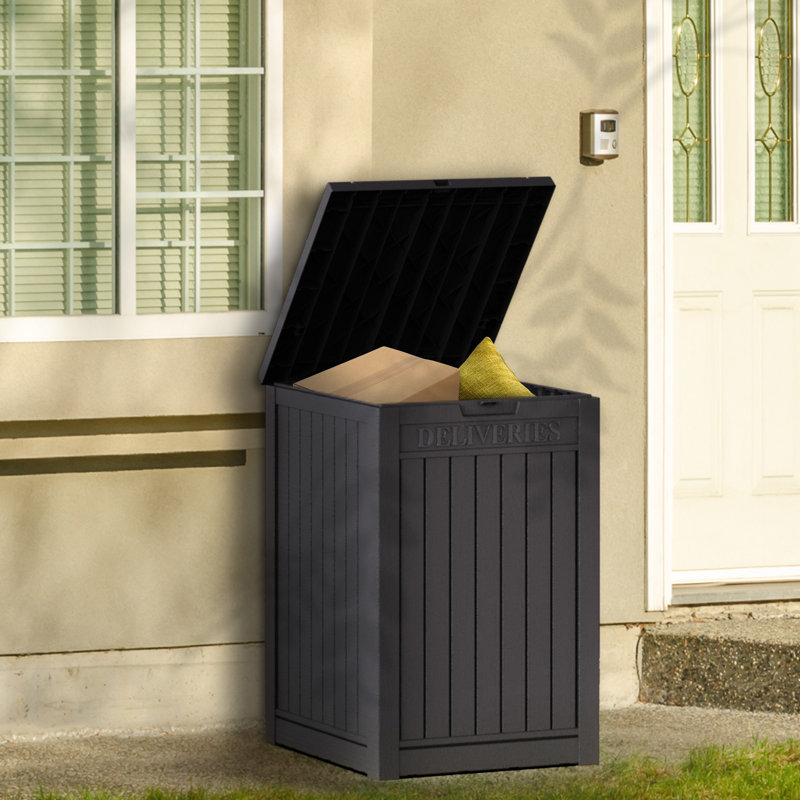 Package Delivery Box, Large Lockable Storage Box, Double-Wall Resin Outdoor Package Delivery And Waterproof Deck Box For Porch, Patios