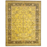 Hand Knotted Wool Area Rug in Gold And Black