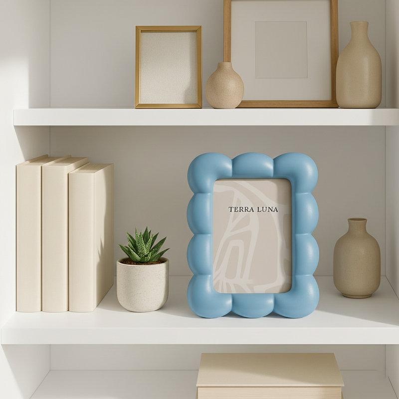 Cadre photo moderne à bulles pour la décoration intérieure - joli cadre photo pour la chambre à coucher, le salon, le vestibule et la décoration murale ludique, bleu