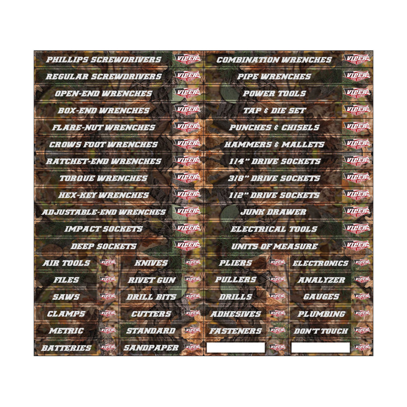 Magnetic Toolbox Drawer Labels, Pre-Printed, Mossy Oak