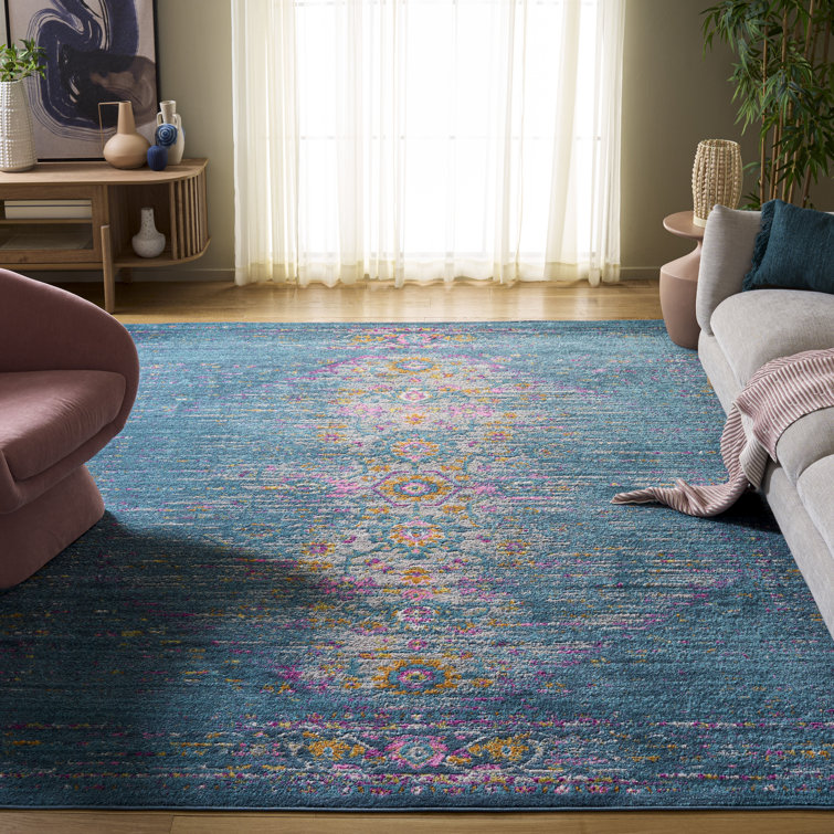 Felty Floral Blue Area Rug