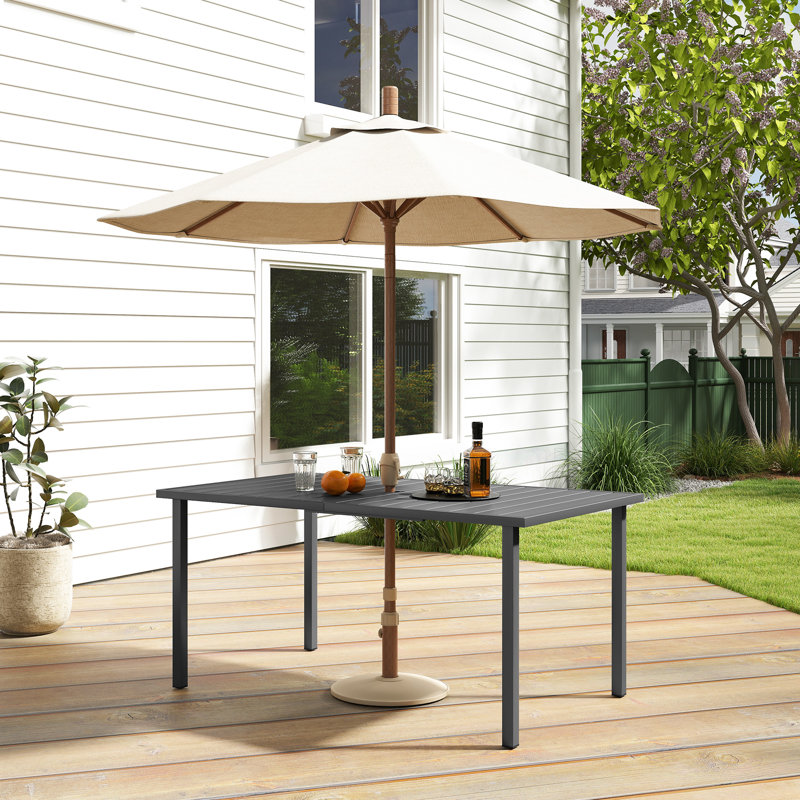 Messer Zestversa 8-Person Rectangular Dark Brown Metal Outdoor Dining Table, Black, 28.3" H x 59.8" W x 35" D