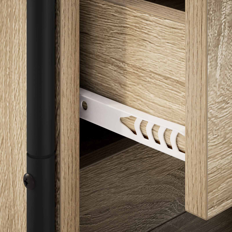 40 cm W Galvanised Steel Bedside Table, Sonoma Oak
