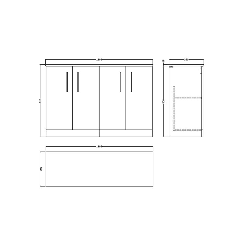 Arno 1205cm Double Bathroom Vanity Base Only, Satin Grey