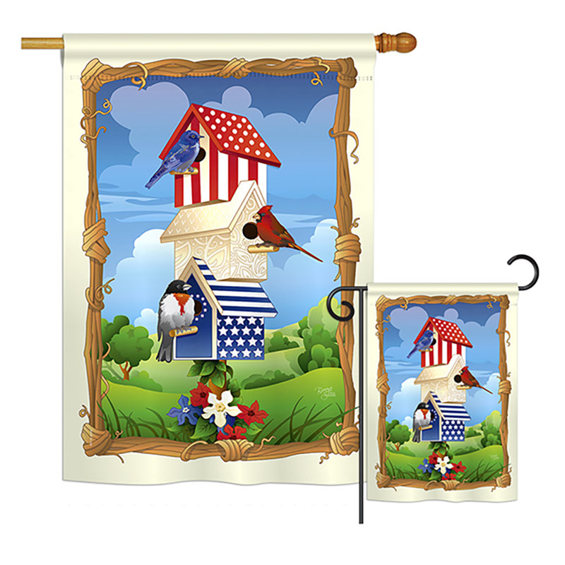 Ensemble de 2 drapeaux en polyester 2 côtés nichoir americana patriotiques star