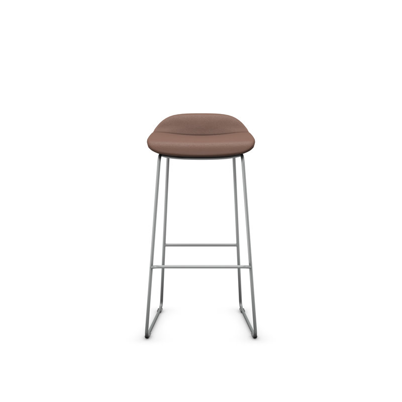 Tabouret Lilly , Argent, Vinyle acajou, Tabouret de bar (siège d'une hauteur de 30 po)