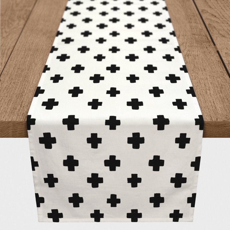 Geometric Table Runner, 72" x 16", Black