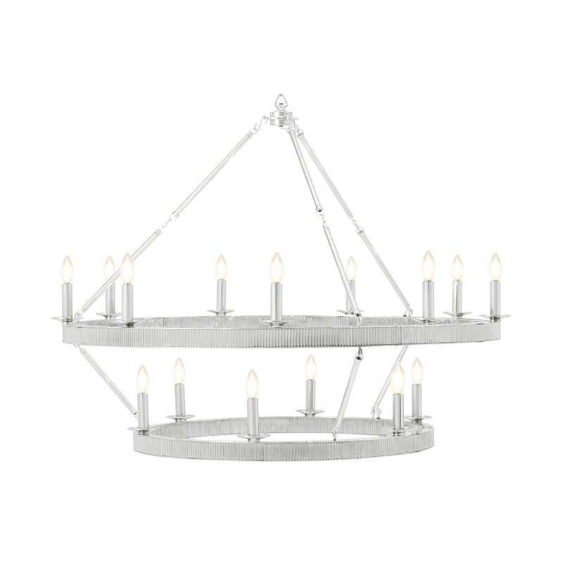 TA Illuminations Chandelier, 15 Lights, 40" H x 48" W x 48" D, Nickel Plated