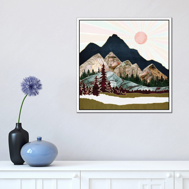 Retro Autumn Vista - Print on Canvas, 93.98 cm H x 93.98 cm W, White Framed