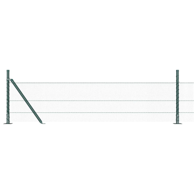 Vidaxl Fence With Posts PVC-Coated Steel, 50cm H x 2500cm W x 3.2cm D, Green