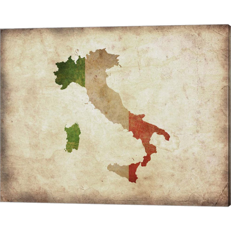 «Map with Flag Overlay Italy» par Color Me Happy, art mural sur toile