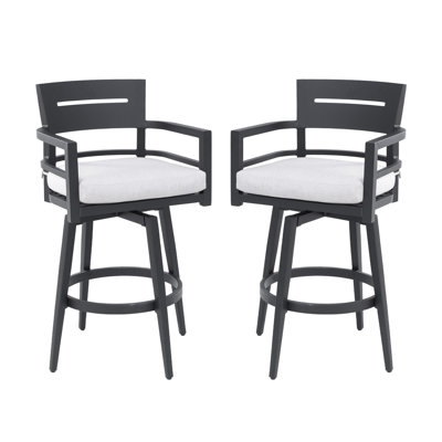 Chaises de bar pivotantes 2 pièces Modern Outdoor - Structure en aluminium avec braise