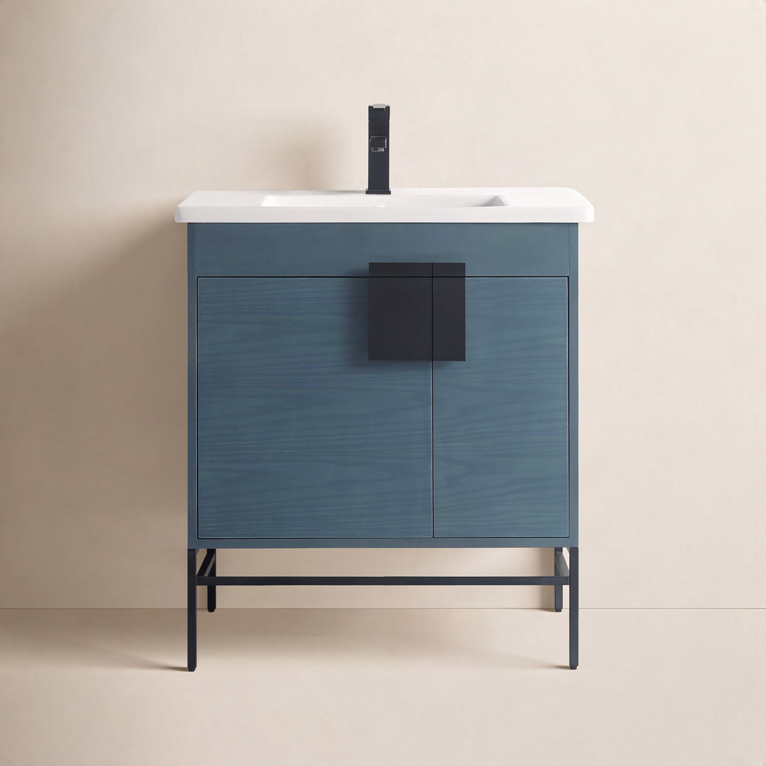 Maisie 30 " Single Bathroom Vanity, French Blue, Black Matte