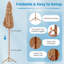 6.5 Feet Thatched Tiki Umbrella With Foldable Stand Push Button Tilt