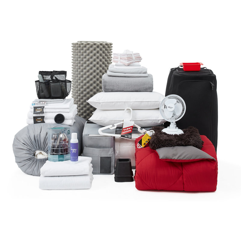 100% Complete - Twin XL Bedding & Dorm Essentials Package For College Students, Gray/Red
