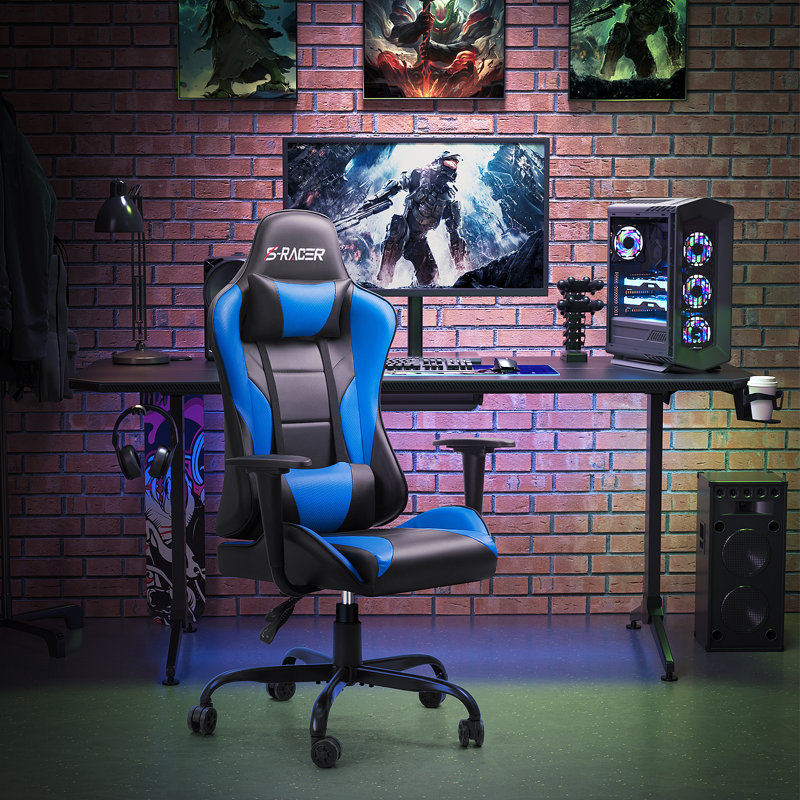 Homall High-Back Adjustable Reclining Ergonomic Faux Leather PC & Racing Game Chair, Blue