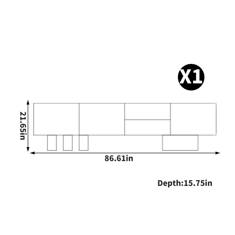 Meuble télé avec rangement de style italien, 86.61"