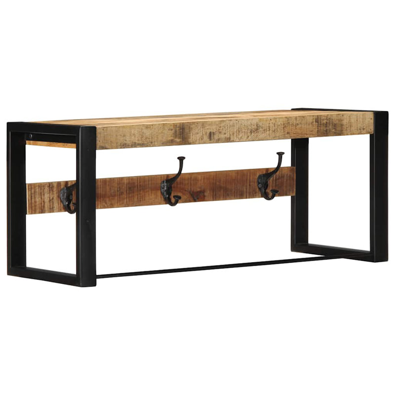 Solid Wood Wall Mounted Coat Rack, Brown