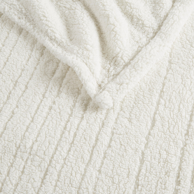 Couverture chauffante en sherpa, Lit simple, Ivoire
