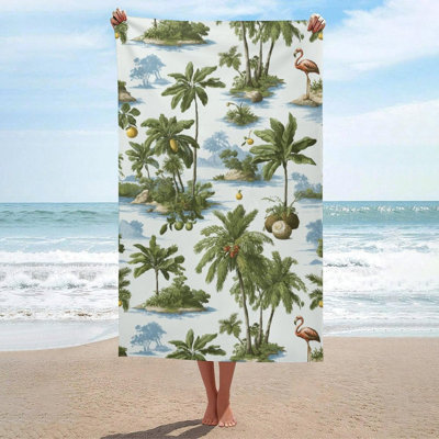 Grande serviette de plage colorée à motif de plantes colorées, 30 x 60 po et un sac en toile avec la même serviette de plage imprimée