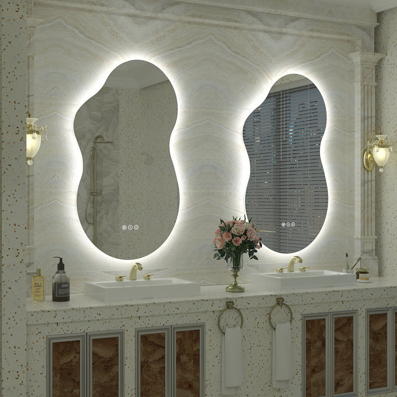 Miroir irrégulier pour salle de bain / meuble-lavabo en verre trempé à DEL certifié UL - Basics by Wayfair ™, 36 po x 20 po