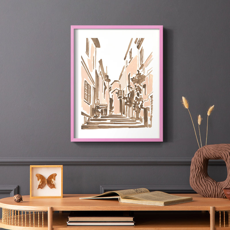 Blush Architecture Study I, reproduction encadrée - bois massif, Rose, H 10 po x l 8 po