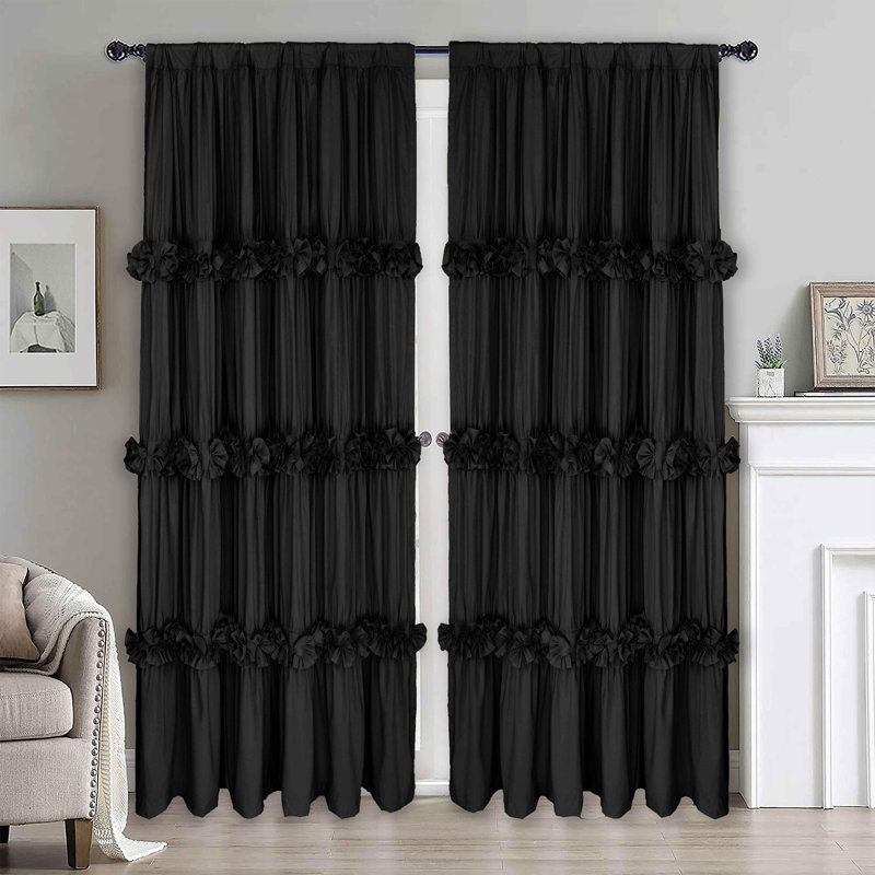 Room Darkening Curtain Pair, Black, 54"W x 84"L