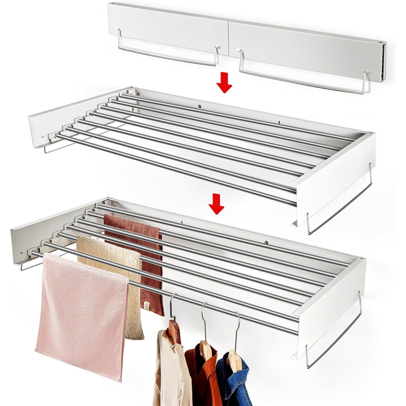Séchoir à linge mural pliable - 47 po de largeur, 7 tiges