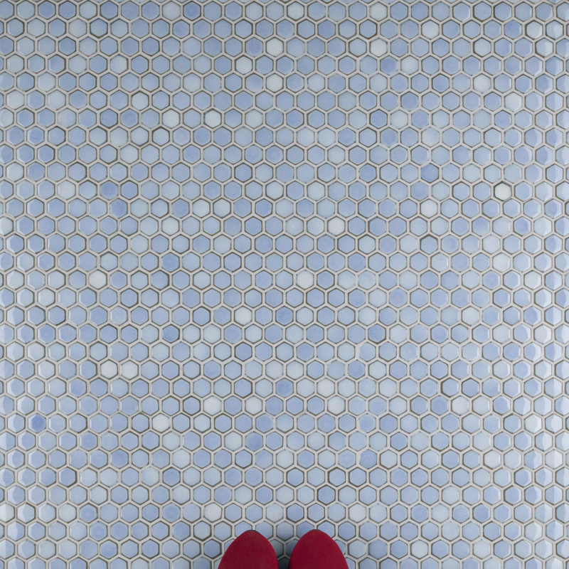 Hudson 1" Hex 11-7/8 " x 13-1/4 " Porcelain Mosaic Floor and Wall Tile, Frost Blue