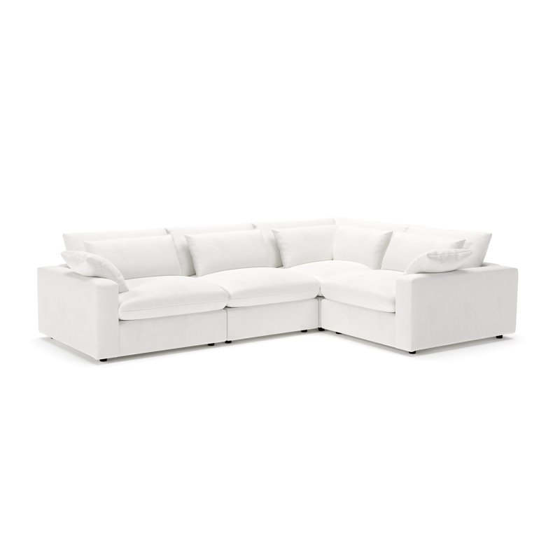 Canapé modulaire 4 pièces 117 po Remy, Blanc sergé décoloré classique