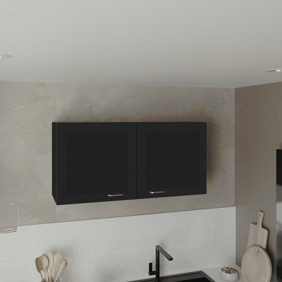 Zurich Wall Cabinet, Double Door, Wide, One Shelf, Kitchen, Storage Cabinet, Black