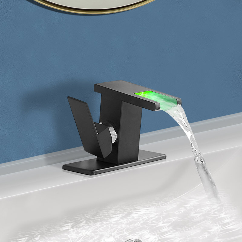 Topcraft  Single Handle Single Hole Bathroom Sink Faucet with Base Plate, Matte Black