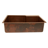 33" Hammered Copper Kitchen Single Basin Sink with Matching Drain and Accessories