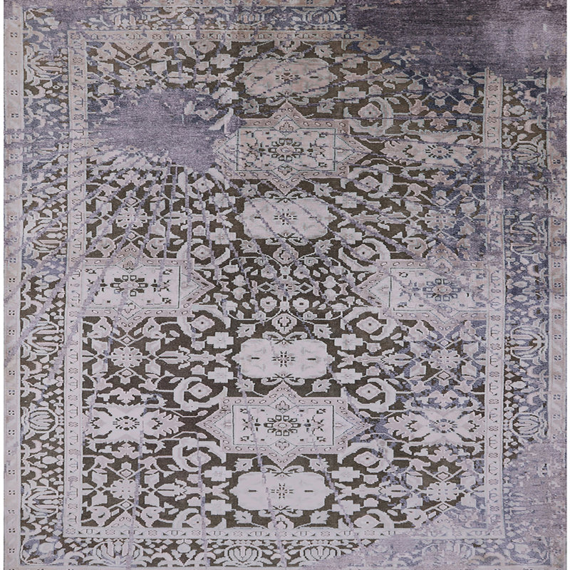 Tapis gris / ivoire Ivery, Carré 8 pi